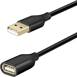 Fasgear USB 2.0 Extension Cable: 16.5ft/5m USB 2.0 Type A Male to Female Extension Cord Data Transfer Extender with Gold-Plated Connector for USB Flash Drive/Hard Drive/Mouse/Printer (Black)